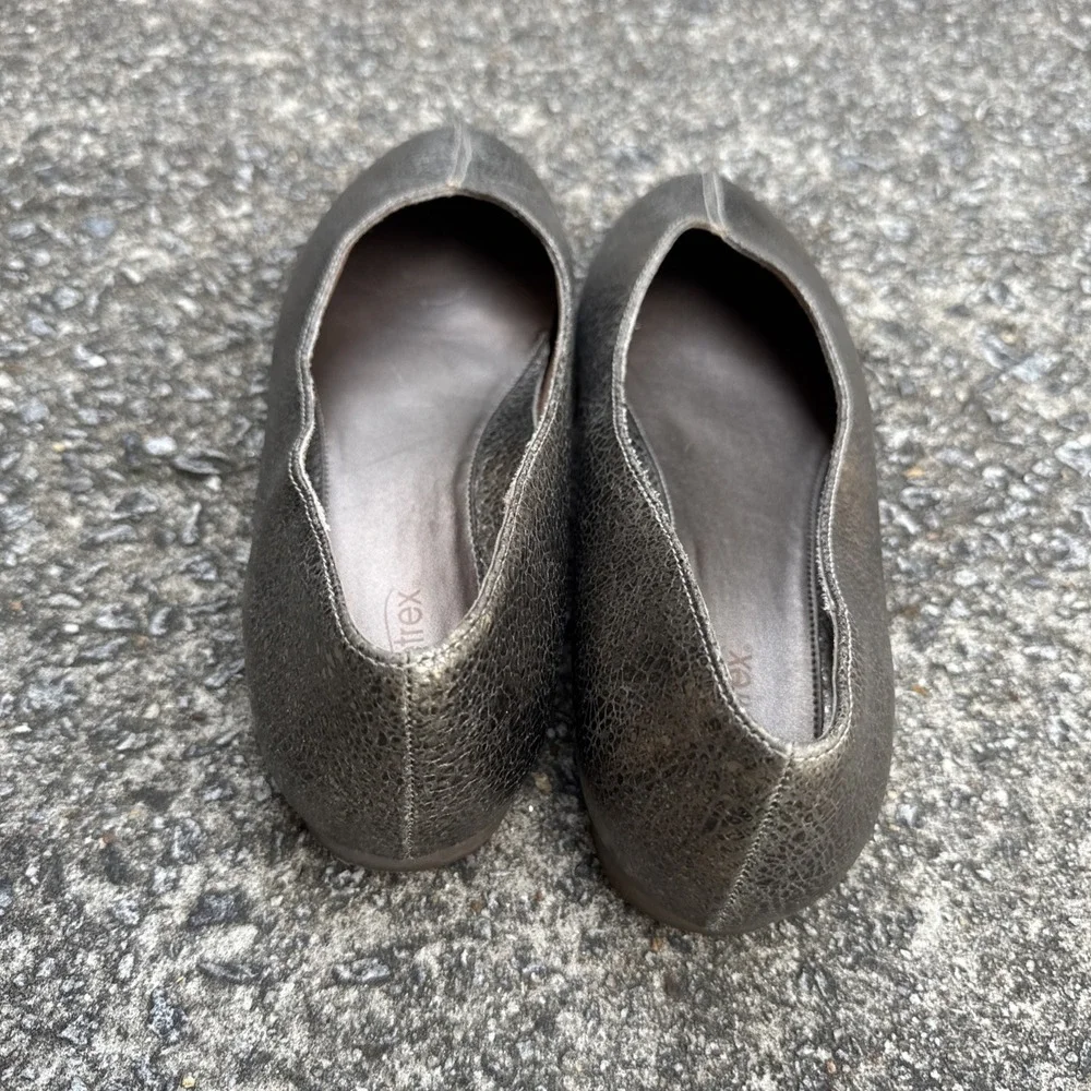 Aetrex Camie Ballet Flat Women's 9 Metallic Bronze Gold Leather Slip On Shoe